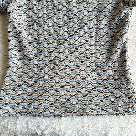 Wrapper Short Sleeve VNeck Tee Top Womens Medium Multicolor Patterned AOP Vtg - Picture 6 of 10